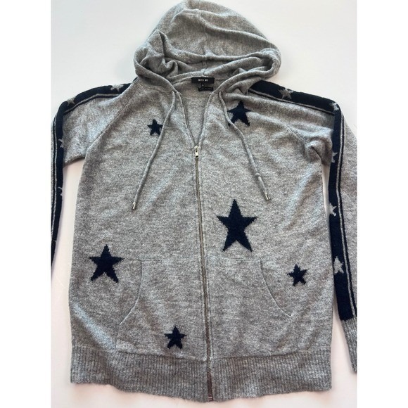 Miss Me Tops - MISS ME Grey Star Print Zip Up lightweight Soft Jacket Women's Size Medium